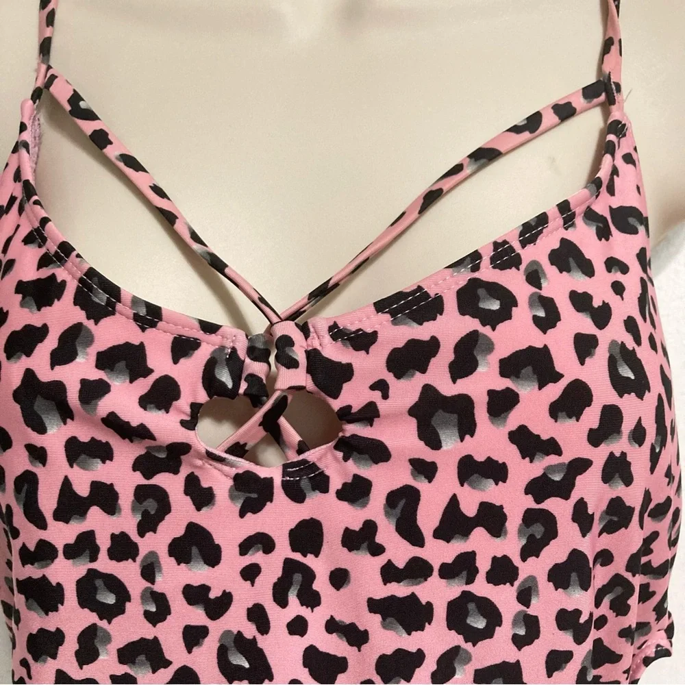 NO BOUNDARIES Pink and Black Cheetah 1 Piece Swimsuit Womens XL 15 16